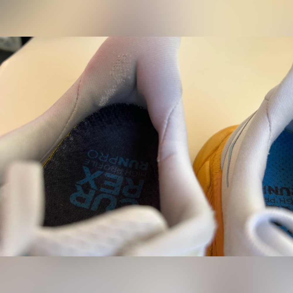 Hoka White Mesh Running Shoes with Yellow-Orange Gradient Midsole - Picture 4 of 8